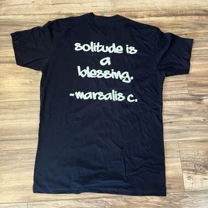 custom high quality tshirt with my words printed on the back of each.